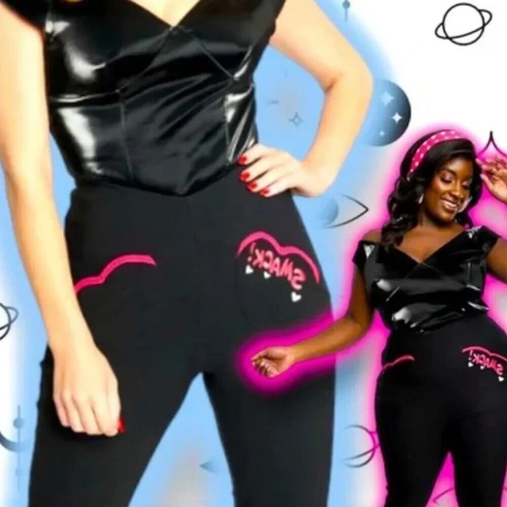 Unique Vintage x Betty & Veronica - Black Heart & Smack Crop Pants Sz 4 #0263